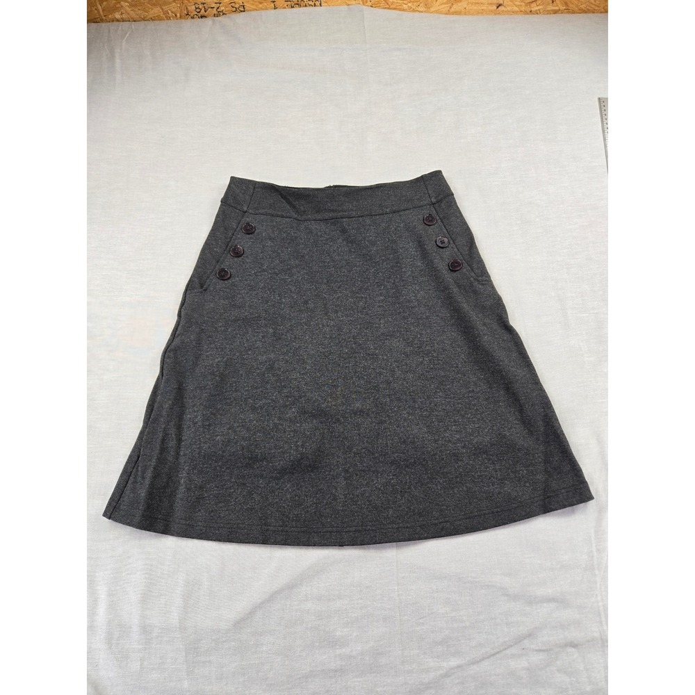 Betabrand Womens Gray Heathered A-Line Skirt Button Accents Size M W1458-CH